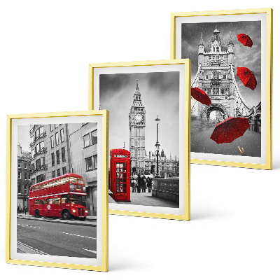 Gerahmtes bilderset Red Accents London