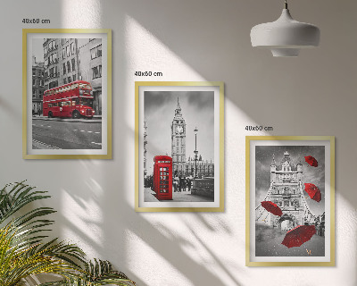 Gerahmtes bilderset Red Accents London