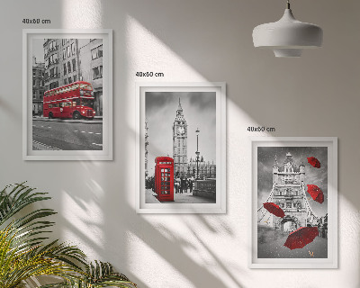 Gerahmtes bilderset Red Accents London