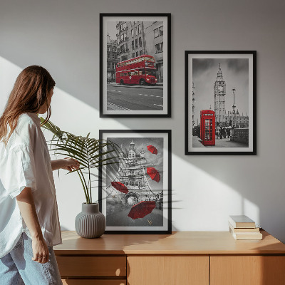 Gerahmtes bilderset Red Accents London