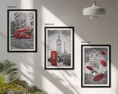 Gerahmtes bilderset Red Accents London