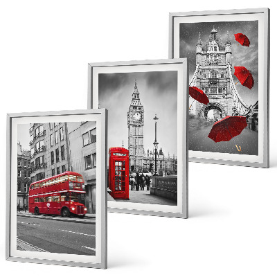 Gerahmtes bilderset Red Accents London