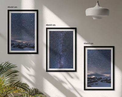 Bilder-3er-set mit rahmen Nachthimmel, Berge, Sterne