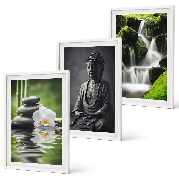 Gerahmtes Bilderset mit entspannender Zen-Wassermalerei