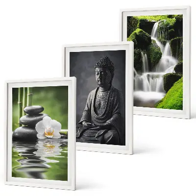 Gerahmtes Bilderset mit entspannender Zen-Wassermalerei