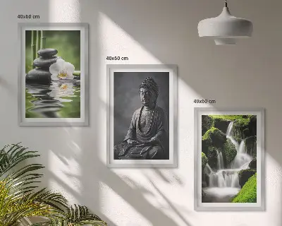 Gerahmtes Bilderset mit entspannender Zen-Wassermalerei