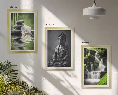 Gerahmtes Bilderset mit entspannender Zen-Wassermalerei