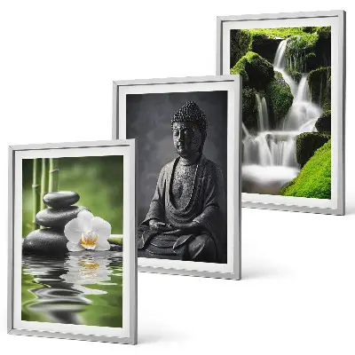 Gerahmtes Bilderset mit entspannender Zen-Wassermalerei