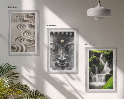 Bilder-3er-set mit rahmen Der Frieden der Steine ​​des Buda Zen-Wasserfalls