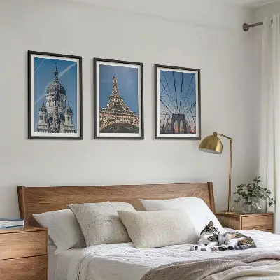 Gerahmtes Bilderset mit Ansichten von Gebäuden aus Städten weltweit