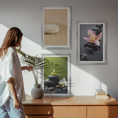 Bilder-3er-set mit rahmen Entspannende Zen-Steinmotive