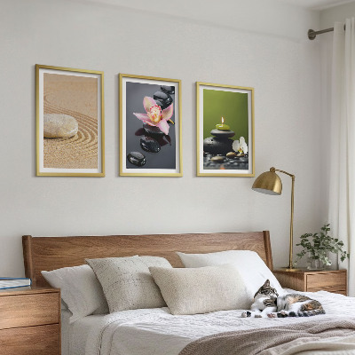 Bilder-3er-set mit rahmen Entspannende Zen-Steinmotive