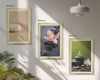 Bilder-3er-set mit rahmen Entspannende Zen-Steinmotive