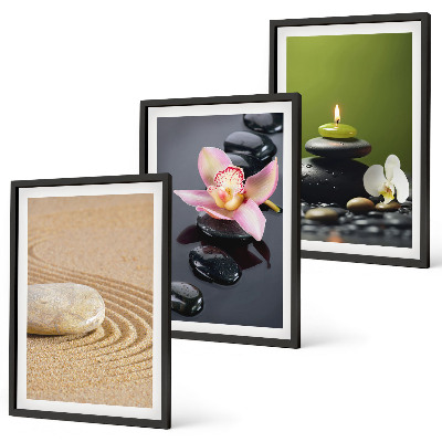 Bilder-3er-set mit rahmen Entspannende Zen-Steinmotive