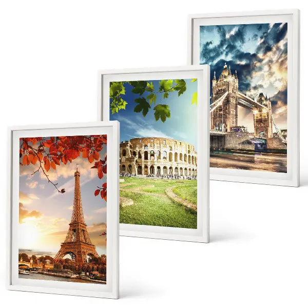 Denkmäler Europas Bilder-3er-Set mit Rahmen