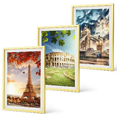 Denkmäler Europas Bilder-3er-Set mit Rahmen