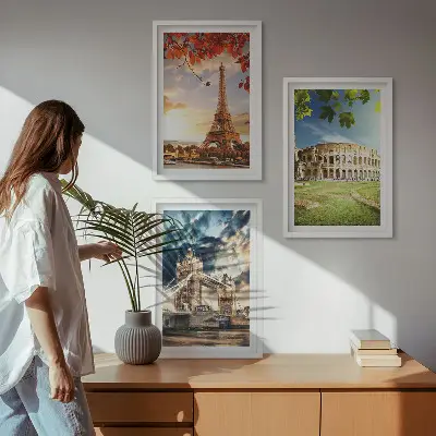 Denkmäler Europas Bilder-3er-Set mit Rahmen