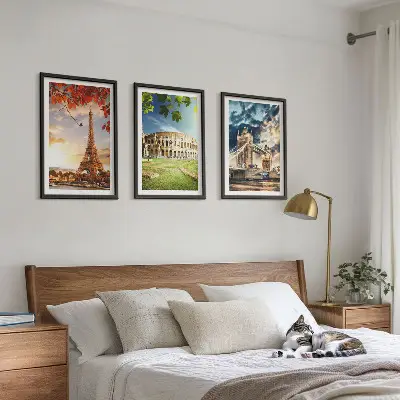 Denkmäler Europas Bilder-3er-Set mit Rahmen