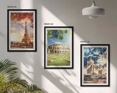 Denkmäler Europas Bilder-3er-Set mit Rahmen