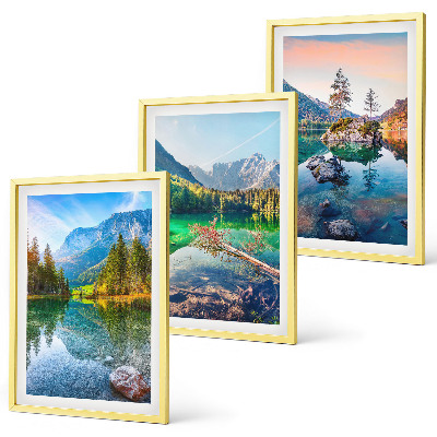 Bilder-3er-set mit rahmen Naturlandschaft der Bergseen