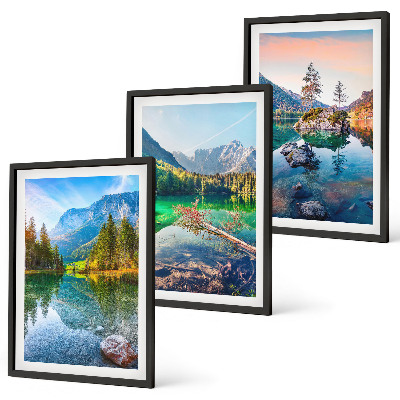 Bilder-3er-set mit rahmen Naturlandschaft der Bergseen