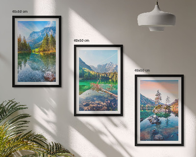 Bilder-3er-set mit rahmen Naturlandschaft der Bergseen