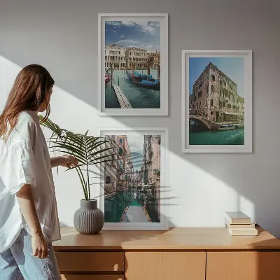 Gerahmtes Bilderset mit Architektur der Kanäle von Venedig