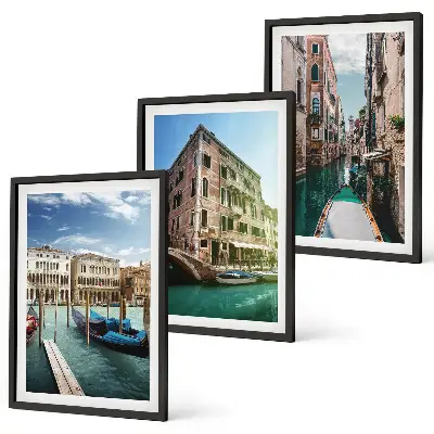 Gerahmtes Bilderset mit Architektur der Kanäle von Venedig