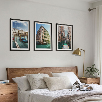 Gerahmtes bilderset Architektur der Kanäle von Venedig