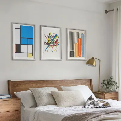Abstrakte moderne Geometrie 3er-Set Bilder mit Rahmen