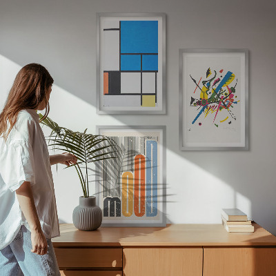 Bilder-3er-set mit rahmen Abstrakte moderne Geometrie