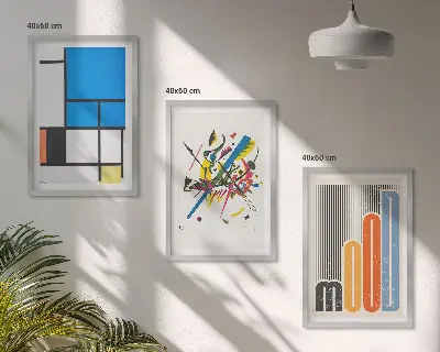Abstrakte moderne Geometrie 3er-Set Bilder mit Rahmen