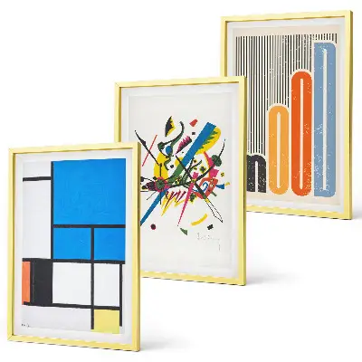 Abstrakte moderne Geometrie 3er-Set Bilder mit Rahmen