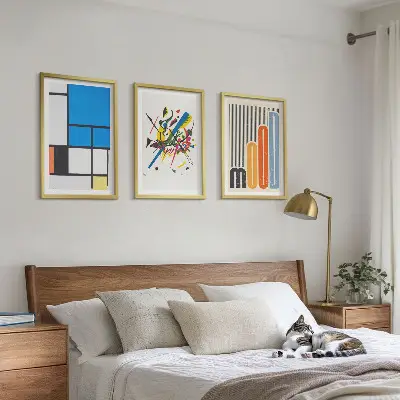 Abstrakte moderne Geometrie 3er-Set Bilder mit Rahmen