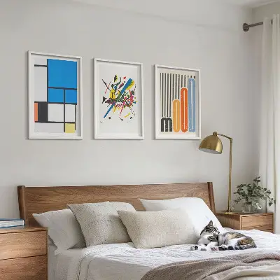 Abstrakte moderne Geometrie 3er-Set Bilder mit Rahmen