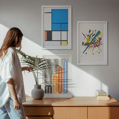 Bilder-3er-set mit rahmen Abstrakte moderne Geometrie