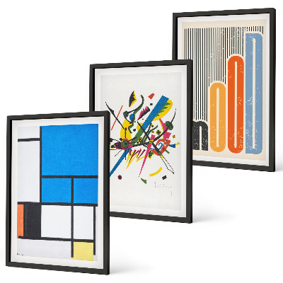 Bilder-3er-set mit rahmen Abstrakte moderne Geometrie