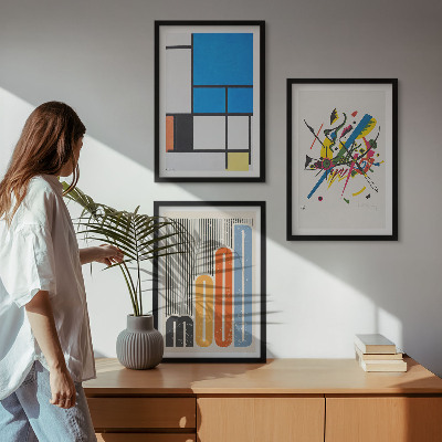 Bilder-3er-set mit rahmen Abstrakte moderne Geometrie