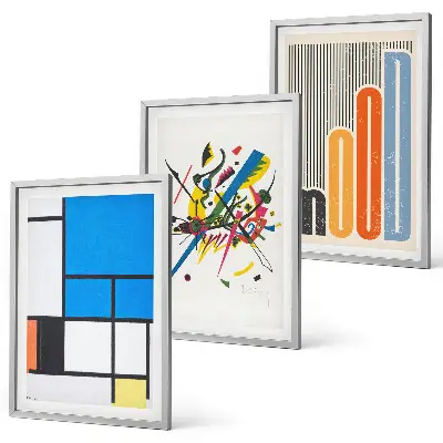 Abstrakte moderne Geometrie 3er-Set Bilder mit Rahmen