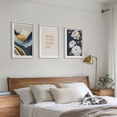 Gerahmtes bilderset Abstrakte Berge und Blumen Inspiration