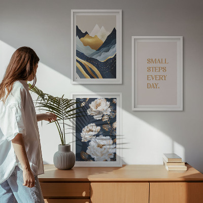 Gerahmtes bilderset Abstrakte Berge und Blumen Inspiration