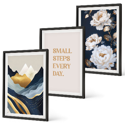 Gerahmtes bilderset Abstrakte Berge und Blumen Inspiration