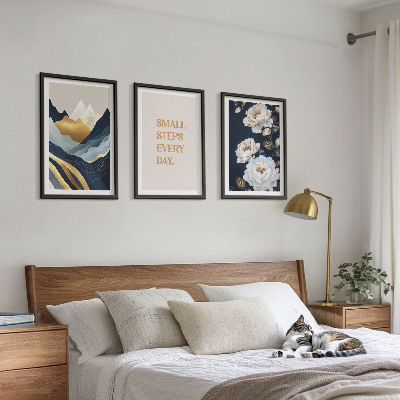 Gerahmtes bilderset Abstrakte Berge und Blumen Inspiration