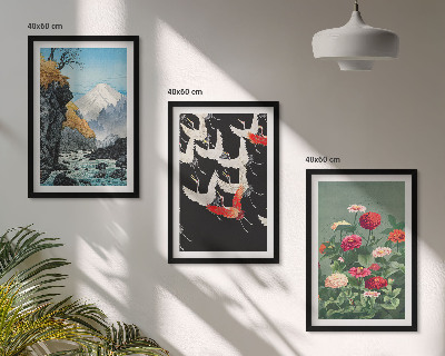 Gerahmtes bilderset Berge, Wasserfälle, Vögel, Blumen