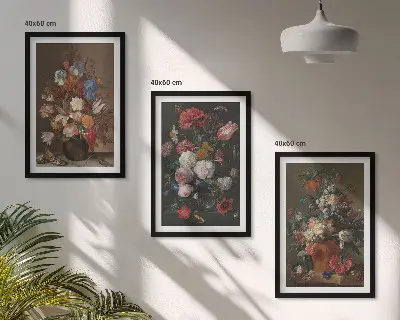 Blumenarrangements in Vasen 3er-Set Bilder mit Rahmen