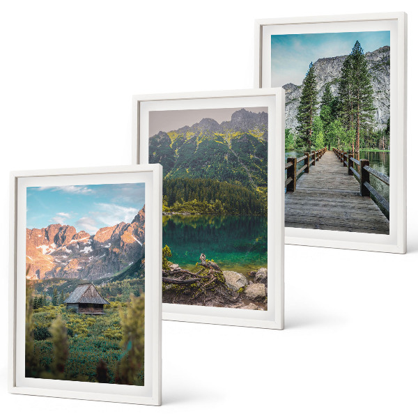 Bilder-3er-set mit rahmen Berglandschaft See Brücke