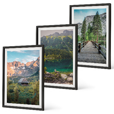 Bilder-3er-set mit rahmen Berglandschaft See Brücke