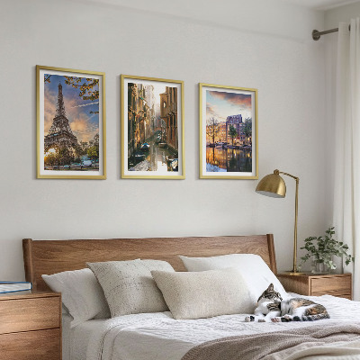 Bilder-3er-set mit rahmen Eiffelturm Venedig Amsterdamer Kanäle