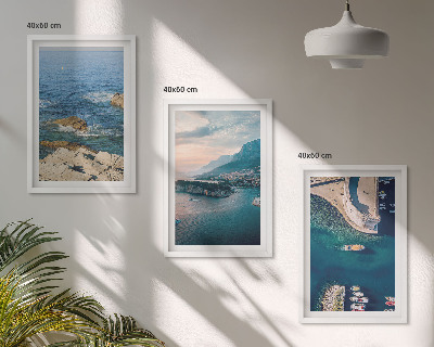 Bilder-3er-set mit rahmen Meerblick, Klippen, Häfen