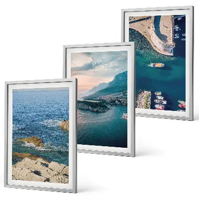 3er-Set Bilder mit Rahmen Meerblick mit Klippen und Häfen